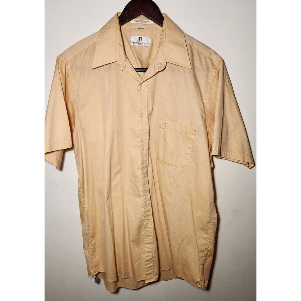 Vintage Etienne Aigner Men's Button Up Short Sleeve Shirt Size Large 16 1/2 EUC